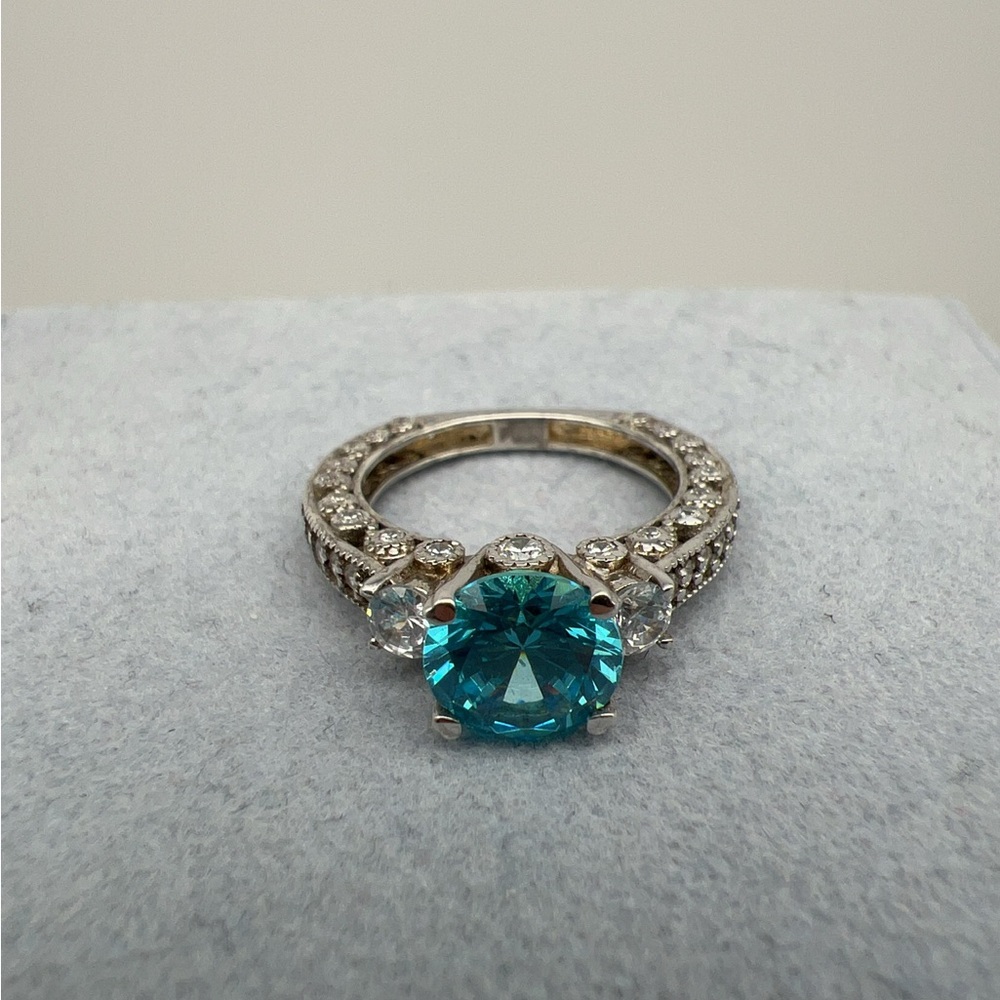 Elegant Blue Topaz and Sterling Silver Women's Ring